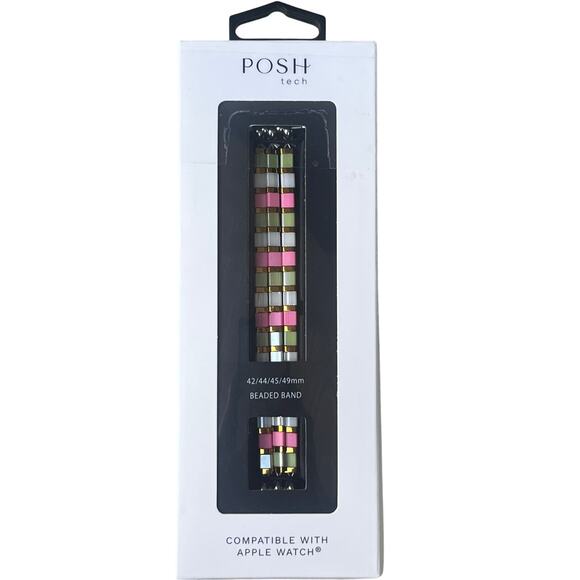 Slim Beaded Bracelet Apple Watch Watchband Pink Green - Picture 5 of 6